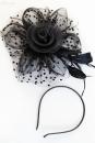 Gothic Haarschmuck „Black flower“ mit Tüll & Federn